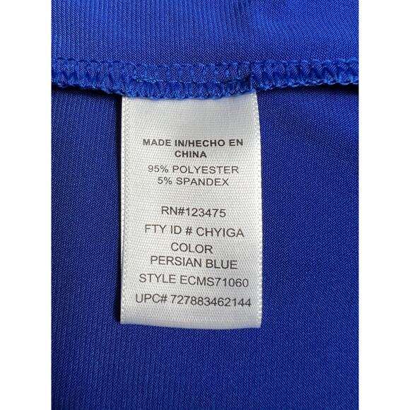 Ellen Tracy Women's Blouse Medium Persian Blue Zip Front Relaxed Fit Long Sleeve - Picture 7 of 10